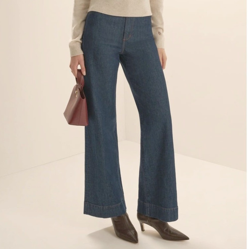 Favorite Daughter Mischa Super High Rise Wide Leg Jeans Pepper Dark Wash 23